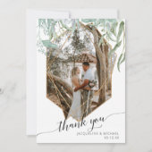 Eenvoudige moderne geometrische rozen gouden blad  bedankkaart (Voorkant)