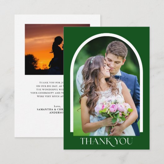 Eenvoudige moderne, gepandeerde foto-bruiloft - Ha Bedankkaart (Voorkant / Achterkant)