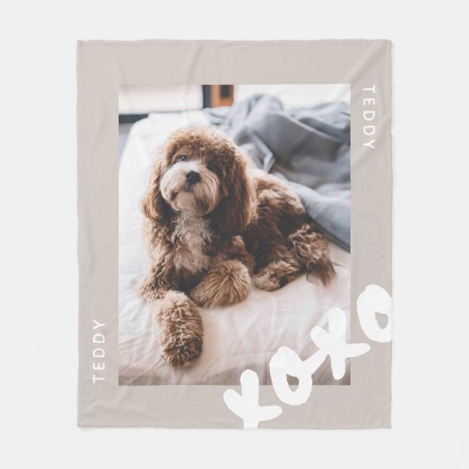 Eenvoudige moderne Gepersonaliseerd naam Pet Photo Fleece Deken (Voorkant)