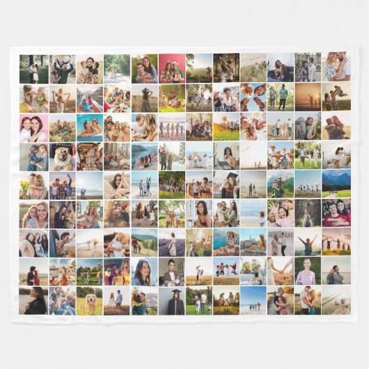 Eenvoudige moderne gepersonaliseerde 108 foto coll fleece deken (Voorkant (Horizontaal))