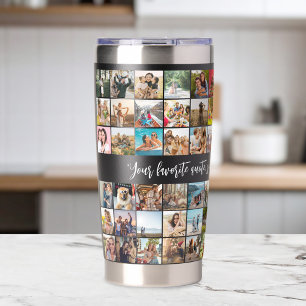 Eenvoudige moderne gepersonaliseerde 72 foto colla geïsoleerde drinkbeker