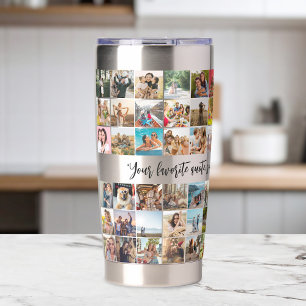 Eenvoudige moderne gepersonaliseerde 72 foto colla geïsoleerde drinkbeker
