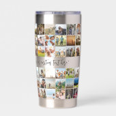 Eenvoudige moderne gepersonaliseerde 72 foto colla geïsoleerde drinkbeker (Achterkant)