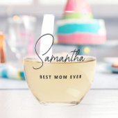 Eenvoudige moderne gepersonaliseerde beste moeder wijnglas zonder voet