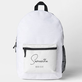Eenvoudige moderne gepersonaliseerde bruid bedrukte rugzak