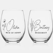 Eenvoudige Moderne Gepersonaliseerde Bruidsmeisje  Wijnglas Zonder Voet