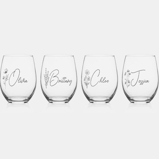 Eenvoudige Moderne Gepersonaliseerde Bruidsmeisje  Wijnglas Zonder Voet