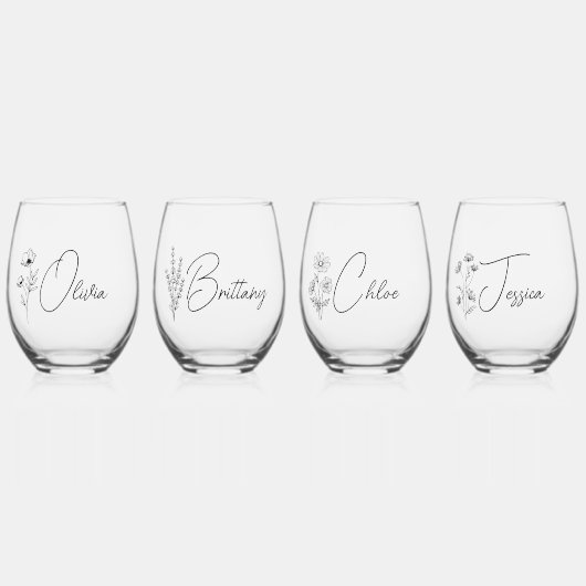 Eenvoudige Moderne Gepersonaliseerde Bruidsmeisje  Wijnglas Zonder Voet (Voorkant)