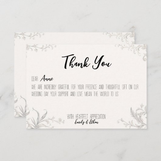 Eenvoudige & moderne gepersonaliseerde bruiloft da bedankkaart (Voorkant / Achterkant)