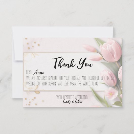 Eenvoudige & moderne gepersonaliseerde bruiloft da bedankkaart (Voorkant)