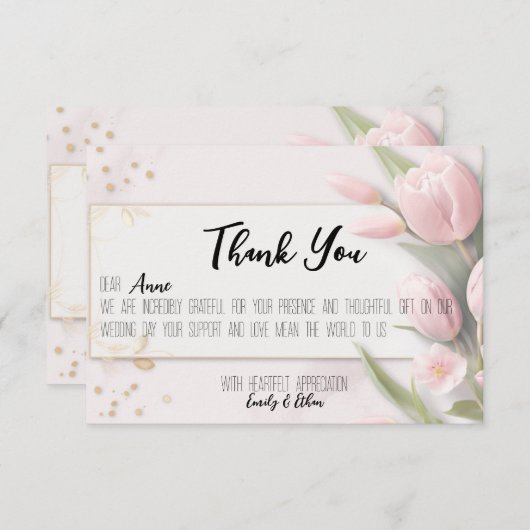 Eenvoudige & moderne gepersonaliseerde bruiloft da bedankkaart (Voorkant / Achterkant)