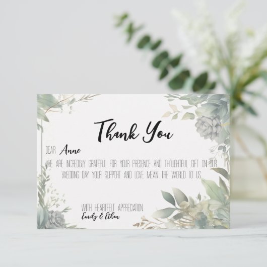 Eenvoudige & moderne gepersonaliseerde bruiloft da bedankkaart (Staand voorkant)