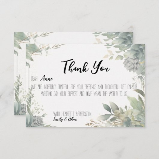 Eenvoudige & moderne gepersonaliseerde bruiloft da bedankkaart (Voorkant / Achterkant)