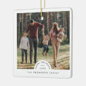 Eenvoudige Moderne Gepersonaliseerde Familiefoto K Keramisch Ornament (Links)