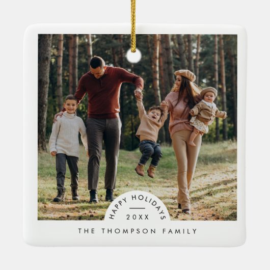 Eenvoudige Moderne Gepersonaliseerde Familiefoto K Keramisch Ornament (Achterkant)