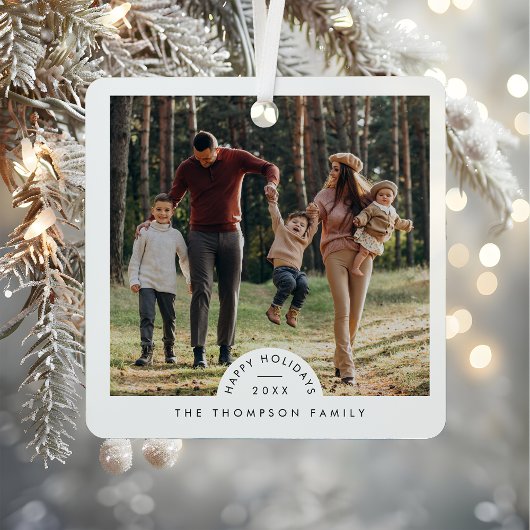 Eenvoudige Moderne Gepersonaliseerde Familiefoto K Keramisch Ornament