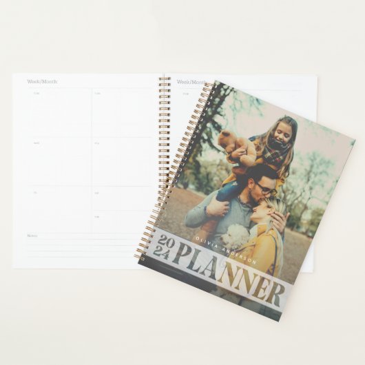 Eenvoudige moderne gepersonaliseerde foto | 2024 O Planner (Display)