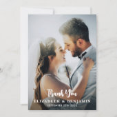 Eenvoudige moderne gepersonaliseerde foto bruiloft bedankkaart (Voorkant)