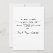 Eenvoudige moderne gepersonaliseerde foto bruiloft bedankkaart (Achterkant)