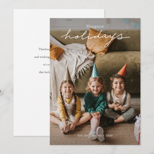 Eenvoudige moderne gepersonaliseerde foto vakantie feestdagenkaart (Voorkant / Achterkant)