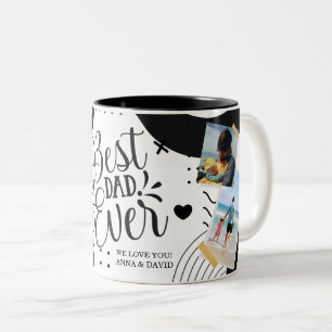 Eenvoudige moderne gepersonaliseerde fotocollage B Tweekleurige Koffiemok