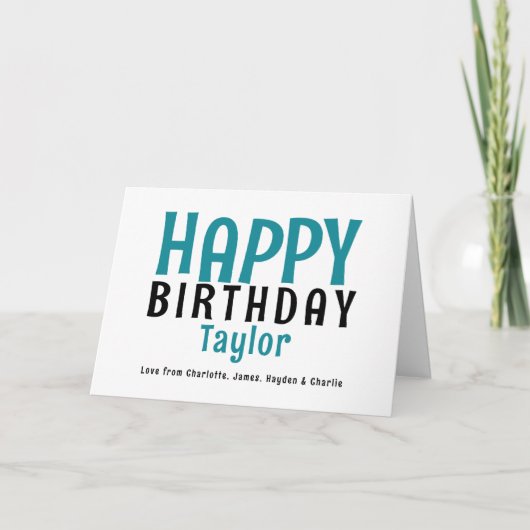 Eenvoudige Moderne Gepersonaliseerde Naam Gelukkig Kaart (Voorkant)