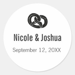 Eenvoudige moderne gepersonaliseerde Pretzel bruil Ronde Sticker