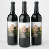 Eenvoudige moderne gepersonaliseerde trouwfoto wijn etiket (Flessen)