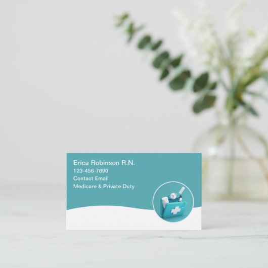 Eenvoudige moderne geregistreerde verpleegkundige visitekaartje (Staand voorkant)
