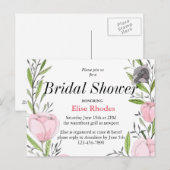 Eenvoudige moderne getrokken botanische bloemenkra uitnodiging briefkaart (Voorkant / Achterkant)