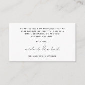 Eenvoudige moderne gewoon gehuwde huwelijksfotokaa informatiekaartje (Achterkant)