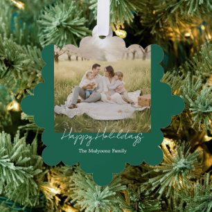 Eenvoudige moderne gezelfoto met Kerstmis en Nieuw Ornament Kaart