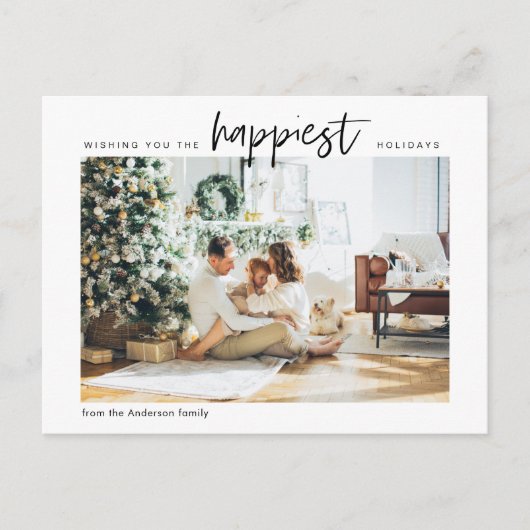 Eenvoudige moderne gezinsfoto | Gelukkig vakantie  Briefkaart (Voorkant)