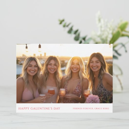 Eenvoudige moderne girly Wenskaarten voor Galentin Feestdagenkaart (Staand voorkant)