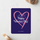 Eenvoudige Moderne Glitter Valentijnsdag in het kl Notitiekaartje (Voorkant / Achterkant in situ)