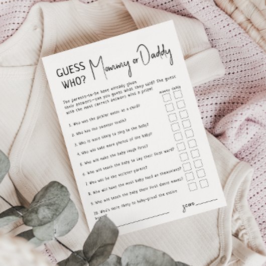 Eenvoudige moderne gok wie mama of papa Kaart