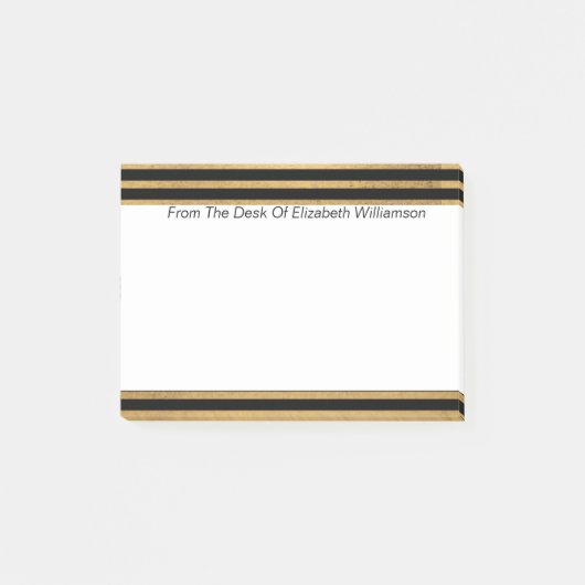 Eenvoudige, moderne Gold Black Stripe Monogram Des Post-it® Notes (Voorkant)