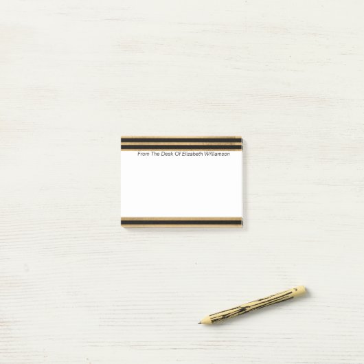 Eenvoudige, moderne Gold Black Stripe Monogram Des Post-it® Notes (Op bureau)