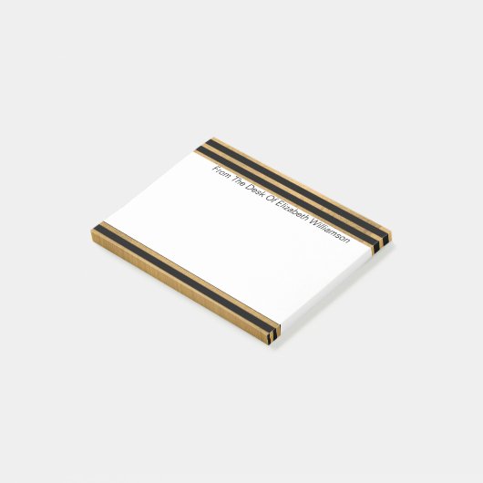 Eenvoudige, moderne Gold Black Stripe Monogram Des Post-it® Notes (Schuin)