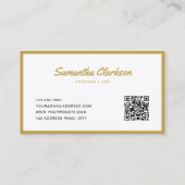Eenvoudige moderne Gold Cursive Script Border QR-c Visitekaartje (Achterkant)