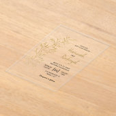 Eenvoudige moderne Gold Leaf bruiloft acryl uitnod Acryl Uitnodigingen (Laagn)