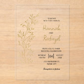 Eenvoudige moderne Gold Leaf bruiloft acryl uitnod Uitnodigingen (Voorkant)