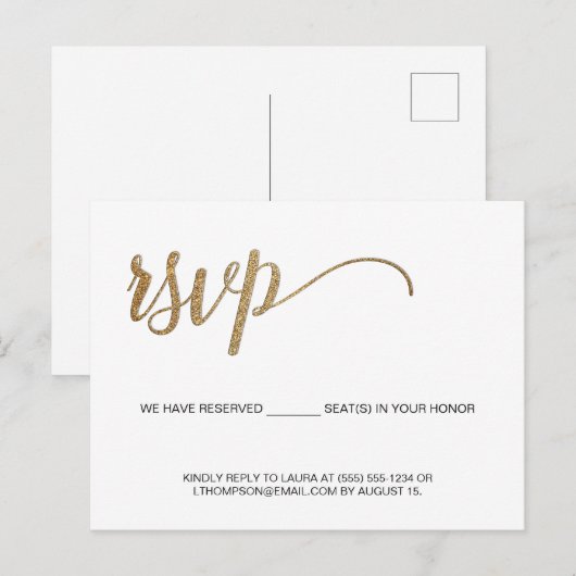 Eenvoudige, moderne Gold RSVP, geen gereserveerde Briefkaart (Voorkant / Achterkant)