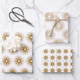 Eenvoudige, moderne Gold Starburst Kerstmis Inpakpapier Vel