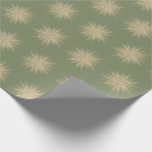 Eenvoudige, moderne Gold Starburst Soft Green Kers Cadeaupapier (Hoek)