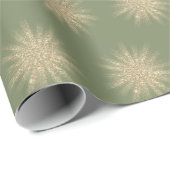 Eenvoudige, moderne Gold Starburst Soft Green Kers Cadeaupapier (Rol Hoek)