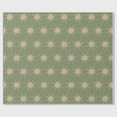 Eenvoudige, moderne Gold Starburst Soft Green Kers Cadeaupapier (Vlak)