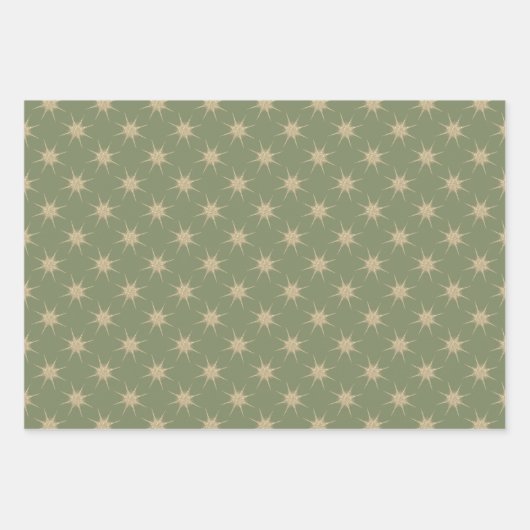 Eenvoudige, moderne Gold Starburst Soft Green Kers Inpakpapier Vel (Voorkant 3)