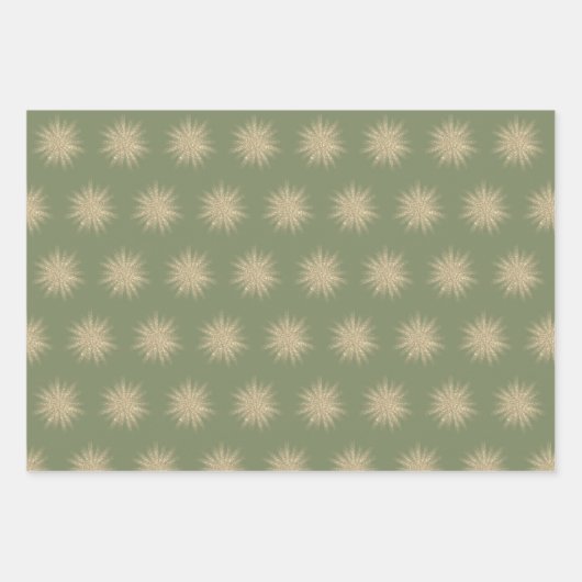 Eenvoudige, moderne Gold Starburst Soft Green Kers Inpakpapier Vel (Voorkant)