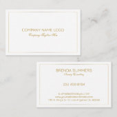 Eenvoudige, moderne Gold-tintenRand op wit Visitekaartje (Voorkant / Achterkant)